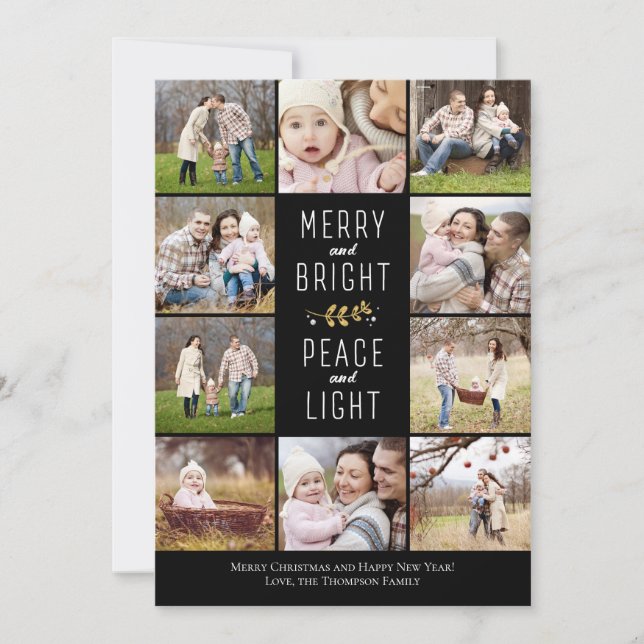 Merry, Bright, Peace & Light | Christmas Photo Holiday Card (Front)