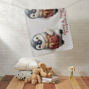 Merry & Bright Penguin Christmas Baby Blanket