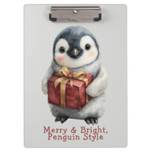 Merry & Bright Penguin Christmas Clipboard