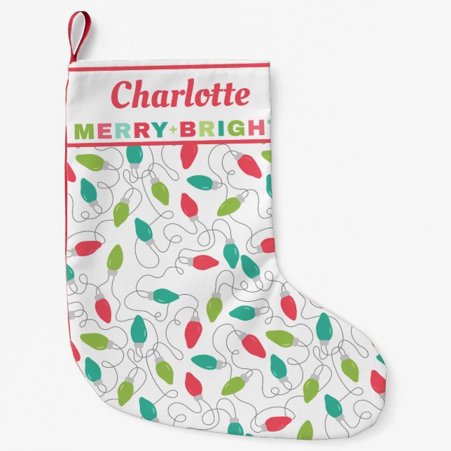 Merry + Bright Personalized Christmas Stocking (Front)