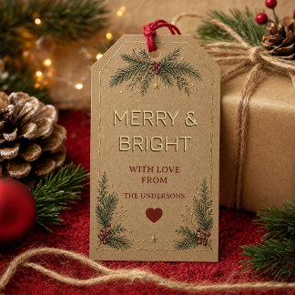 Merry & Bright Personalized Holiday Gift Tags, Tags