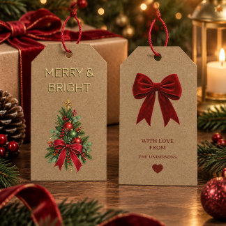 Merry & Bright Personalized Holiday Gift Tags, Tags