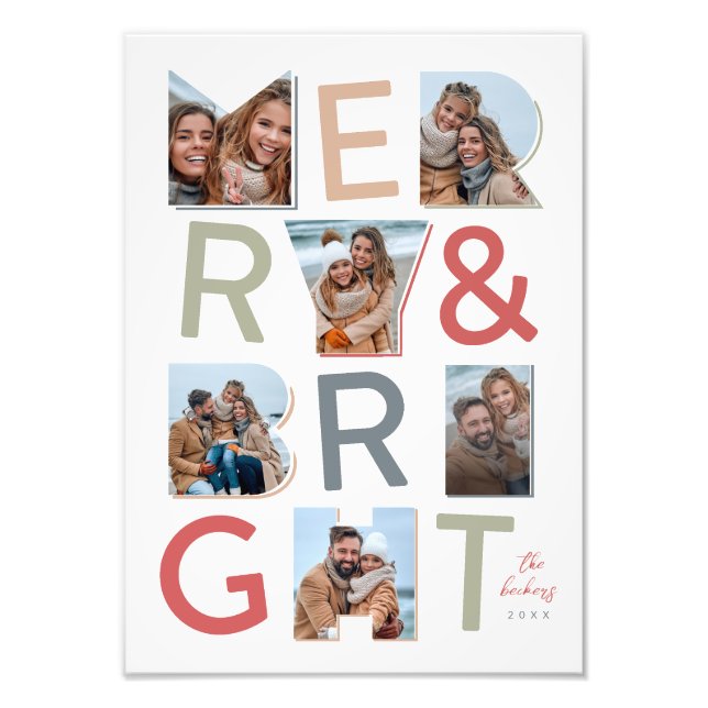 Merry & Bright photo collage design Print (Front)