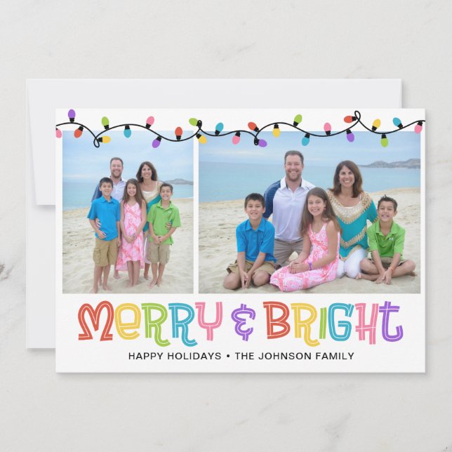 Merry & Bright Photo Holiday Card (Front)
