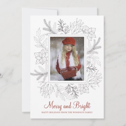 Merry Bright Photo Holiday Girl In Snow Red
