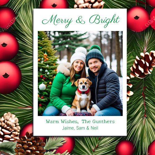 Merry  Bright  Picture Personalized Christmas Holiday Card