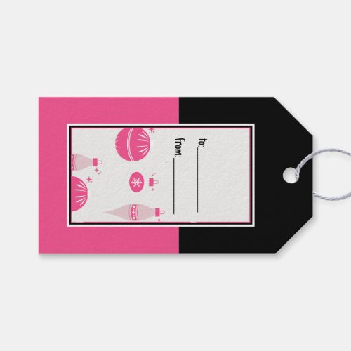 Merry Bright Pink And Black Christmas Gift Tags