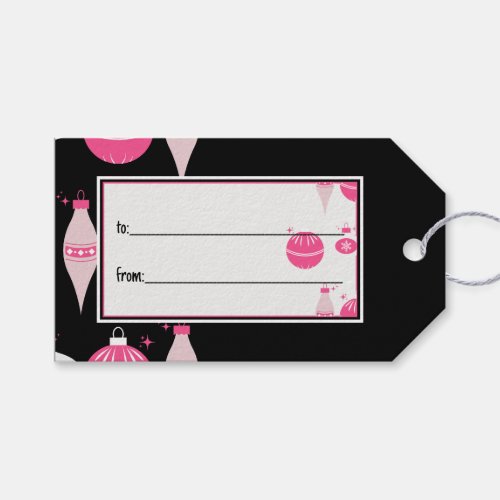Merry Bright Pink And Black Christmas Gift Tags