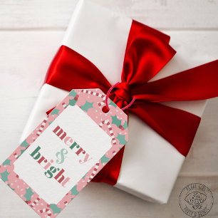 Merry & Bright Pink Candy Cane Gift Tags