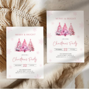 Merry & Bright Pink Christmas Party Invitation