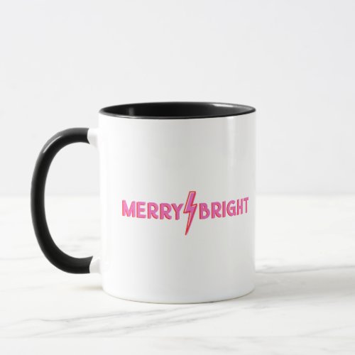 Merry âš Bright Pink Lightning Bolt Christmas Mug