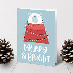 Merry & Bright Polar Bear Christmas Holiday Card