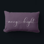 Merry Bright Purple Calligraphy Holiday Christmas Lumbar Pillow<br><div class="desc">Simple,  elegant and festive pillow for this holiday season! Merry Bright written in a beautiful calligraphy font.</div>