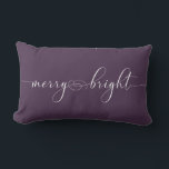 Merry Bright Purple Calligraphy Holiday Christmas Lumbar Pillow<br><div class="desc">Simple,  elegant and festive pillow for this holiday season! Merry Bright written in a beautiful calligraphy font.</div>
