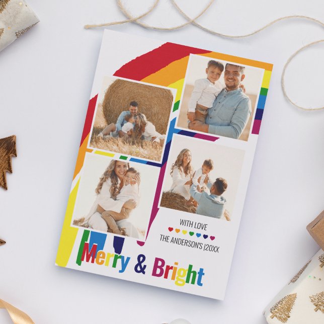 Merry & Bright | Rainbow Hope Photo Christmas Holiday Card (Creator Uploaded)