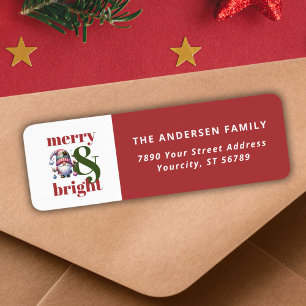 Merry & Bright Red Bold Typography Return Address Label