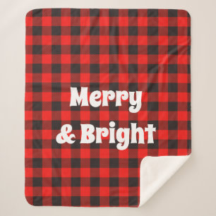 Merry & Bright Red Buffalo Plaid Sherpa Blanket