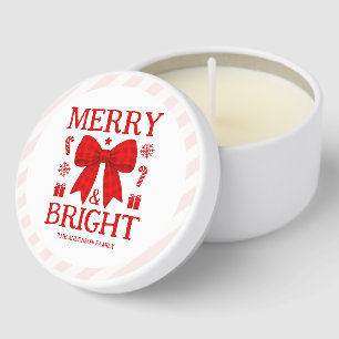 Merry & Bright Red Gingham Bow Christmas Mini Candle Favors