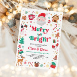 Merry & Bright Red Green Santa Christmas Party Invitation<br><div class="desc">This whimsical design features a delightful and playful illustration of beloved Christmas elements,  beautifully rendered in a heartwarming palette of red,  pink,  and white.</div>