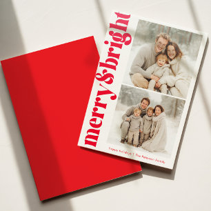 Merry & Bright Red Letterpress Christmas Card