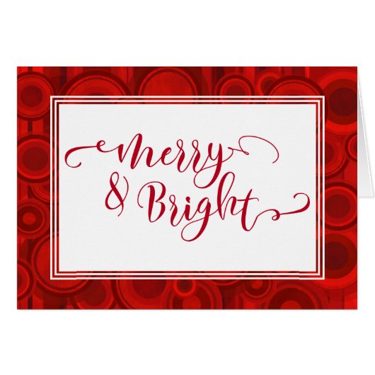 Merry & Bright Red Script w/ Circles & Stripes Cards (Front Horizontal)