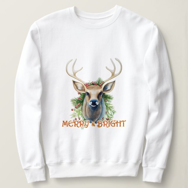 Merry & Bright Reindeer  Sweatshirt (Design Front)