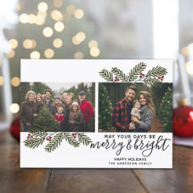 Merry Bright Retro 2 photo Christmas Pine Branches