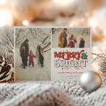 Merry & Bright Retro 2 Photo Holiday Card<br><div class="desc">Festive Merry & Bright Retro Typography,  2 photo holiday card. Features,  vintage photo filter overlay.</div>