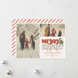 Merry & Bright Retro 2 Photo Holiday Card