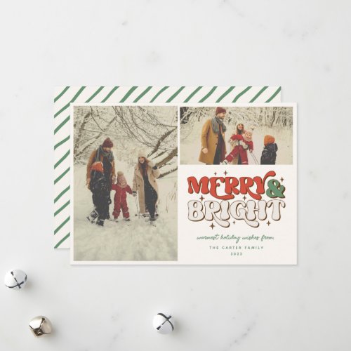 Merry  Bright Retro 2 Photo  Holiday Card