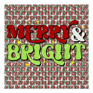 Merry & Bright - Retro Christmas Happy Holidays Poster