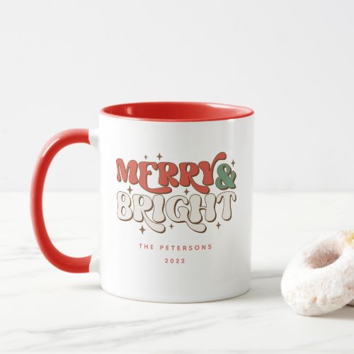 Merry  Bright Retro Christmas Mug
