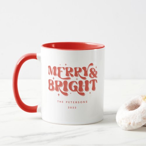 Merry  Bright Retro Christmas Mug