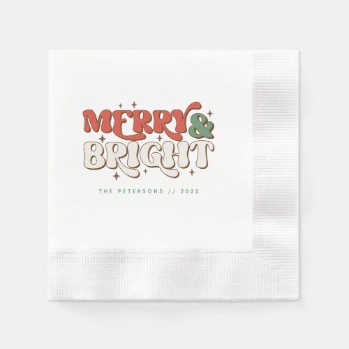 Merry  Bright Retro Christmas Napkins