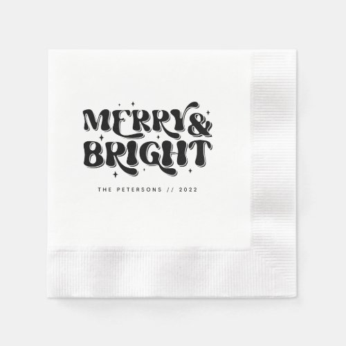 Merry  Bright Retro Christmas Party Napkins