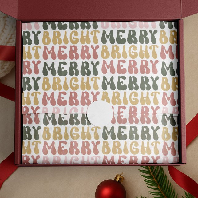 Merry & Bright Retro Colorful 80s Nostalgia Trendy Tissue Paper (Creator Uploaded)