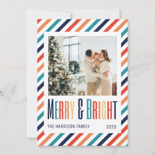 Merry & Bright Retro Colorful Stripes Photo