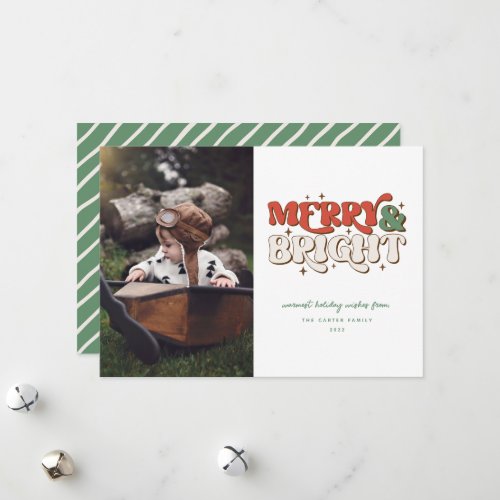 Merry  Bright Retro Photo Holiday Card