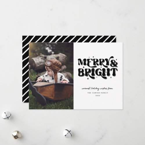 Merry  Bright Retro Photo Holiday Card