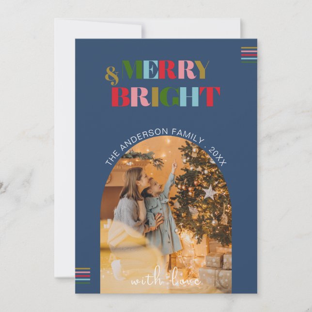 Merry & Bright Retro Photos Christmas Holiday Card (Front)