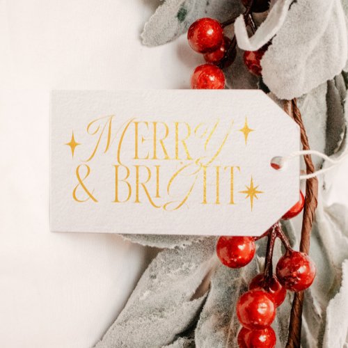Merry  Bright Retro Stars Foil Gift Tags