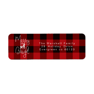 Merry & Bright   Rustic Plaid Label