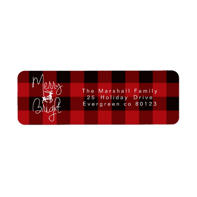 Merry & Bright | Rustic Plaid Label (Front)