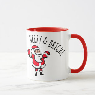 Merry & Bright Santa 11 oz Two-Tone Mug