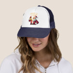 Merry Bright Santa Holding Lantern Illustration Trucker Hat