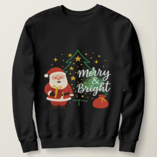 Merry & Bright Santa Xmas Tree Sweatshirt Gift