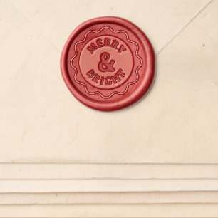 Merry & Bright Scallop Circle Christmas Wax Seal Sticker