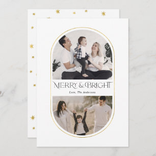 Merry & Bright Simple Arch Christmas family photos Holiday Card
