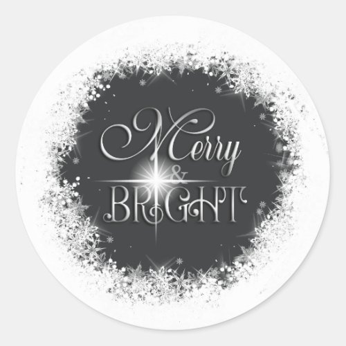 Merry  Bright Snowfall Christmas ID591 Classic Round Sticker