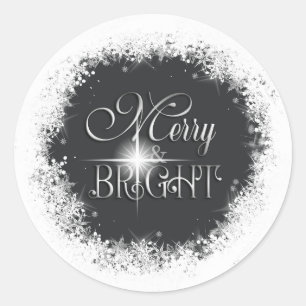 Merry & Bright Snowfall Christmas ID591 Classic Round Sticker